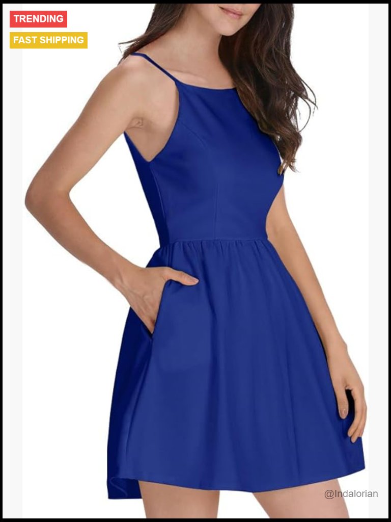 Polyester Spaghetti Strap Backless Mini Dress Casual Halter